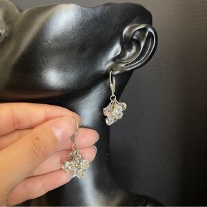 Sterling Silver Aurora Borealis Vintage Dangle Hoop Hook Earrings 1 Inch